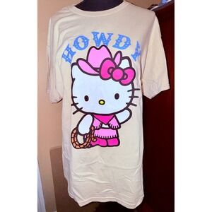 Sanrio‎ Hello Kitty T-Shirt Women Large Sandstone New Cowgirl Howdy Graphic Tee